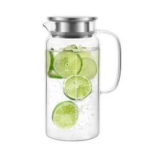 Glass Pitcher With Lid 37 Oz / 1100 Ml Small Juice Milk Cold Carafe And Iced Tea - Picture 1 of 8