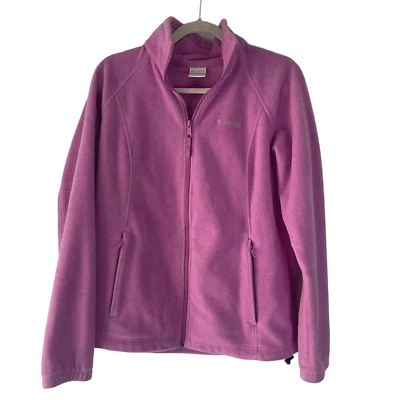 Columbia Sportwear 女式大码粉色紫色全拉链羊毛毛衣 — 第 1/4 张图片