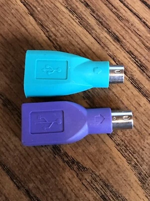 2PCS USB Female to Male PS2  Adapters for Computer Keyboard and Mouse - Image 1 of 3