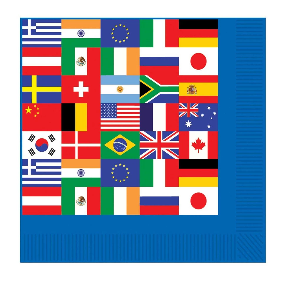 International World Country Flags Party Supplies Pk 16 Large Napkins Serviettes - image 1 of 1