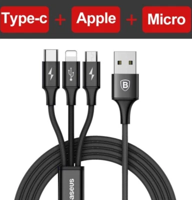 Compatible con Apple, Cable USB Baseus para iPhone X 8 7 6 Cargador de Carga 3 pulgadas Foto 1 de 4
