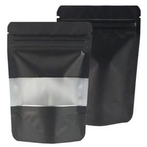 Sacchetti con guarnizione zip in alluminio nero opaco per prodotti foro ciambella 9x13cm - Foto 1 di 6