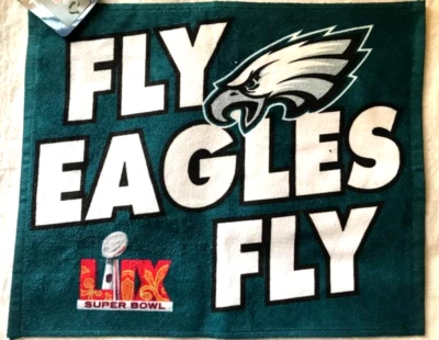 Philadelphia Eagles SB 59 Champions 15" x 18" Rally Towel New Fly Eagles Fly - Image 1 of 4