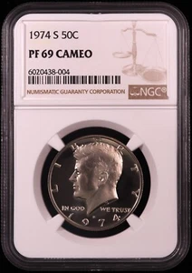 1974-S Kennedy Half Dollar graded PF69 CAMEO by NGC - Picture 1 of 2