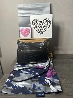 Bolso Bandolera Anne Klein Negro Animal Repujado con Bolsa para el Polvo Usado en Excelente Condición-Como Nuevo Foto 1 de 4