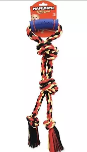PREMIUM FLOSSY MED TWIN TUG w/RUBBER HANDLE 22in Heavy duty Dog Toy - Picture 1 of 2