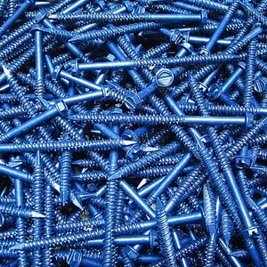 (100) 3/16 Zoll x 3-1/4 Zoll Sechskant-Scheibenkopf Mauerwerk Betonschraube Tapcon Anker blau - Bild 1 von 3