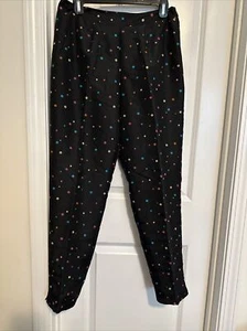 Vintage Silkland 100% Silk Multi Color Polka Dot Cigarette Pant, Black Size 6 - Picture 1 of 7