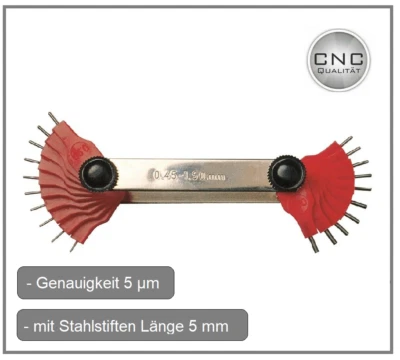 CNC QUALITÄT Düsenlehre 0,45-1,50 mm Vergaser Lehre mit Stahlstiften 20- tlg. l
