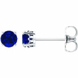 Aretes de 4 puntas de zafiro creado por Chatham en oro blanco de 14 K - Imagen 1 de 1