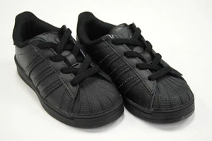 [FU7716] NEW TODDLER ADIDAS ORIGINALS SUPERSTAR EL I TRIPLE BLACK BLACK AB30 - Picture 1 of 5