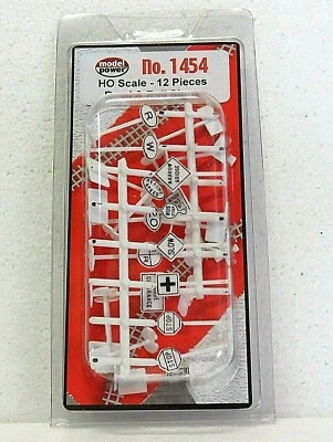MODEL POWER 1454 HO Scale ROAD AND RAIL SIGNS 12pcs New - Image 1 of 4