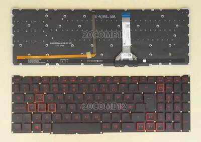 Nuevo para Acer AN517-41 AN517-53 AN517-54 Teclado Rojo Retroiluminado Teclado Noruego Foto 1 de 3