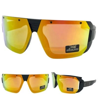 Men Biker Gangster Hardcore Hip Hop Rapper Locs SUNGLASSES Black Frame Gold Lens - Image 1 of 4