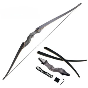 60inch LongBow 25-60lbs Recurve Bow Right Hand Archery Split Bow Wooden Riser - Picture 1 of 26
