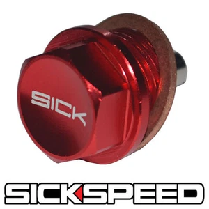RED ANODIZED MAGNETIC ENGINE OIL PAN DRAIN PLUG/BOLT w/ CRUSH WASHER 12X1.25 - Picture 1 of 1