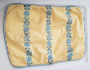 Laura Ashley Yellow & Blue Embroidered Cotton Pillow Cover Floral Rectangular - Picture 1 of 14