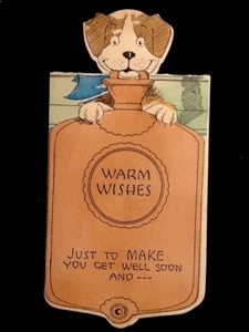 Vintage c1930's Warm Wishes, Get Well Greeting Card - Picture 1 of 3