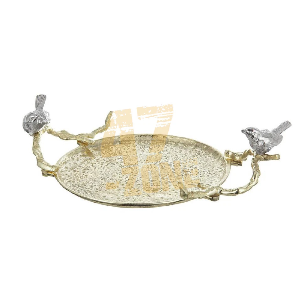 Bandeja decorativa de aluminio contemporánea dorada brillante mesa plateada decoración del hogar Foto 1 de 2