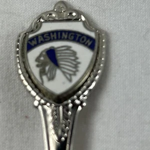 Washington State Souvenir Spoon 3.5” Silver Tone Made In USA Indian Chief - Picture 1 of 3