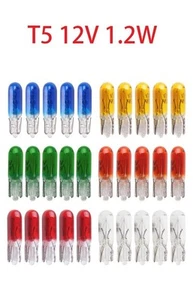 T5 12v 1.2w Halogen Lamp Instrument Lights Dashboard Bulbs 6 Colours - Picture 1 of 10