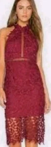 Vestido de cóctel Bardot para mujer Gemma encaje punto escalera vino talla EE. UU. 12 - Imagen 1 de 16