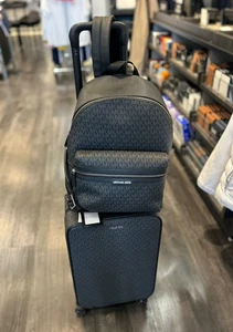 Michael Kors Cooper Men Trolley Carry-on Suitcase Bag+Zip Pocket Backpack Black - Picture 1 of 24