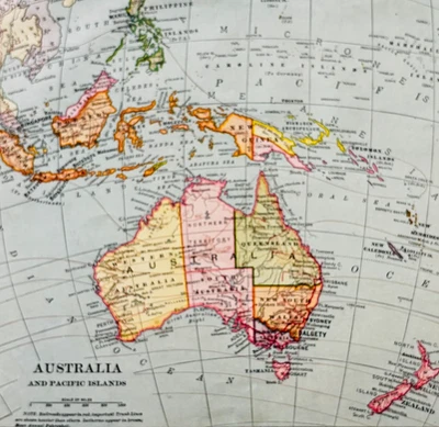 Mapa 1898 Austrália Ilhas do Pacífico História Vitoriana Geografia Atlas Impressão DWXX1 - Imagem 1 de 2