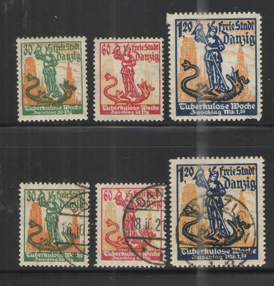 Germany - Danzig 1921 Sc# B1-B3 MH/HR & Used VG/F - early semi postals - Image 1 of 1