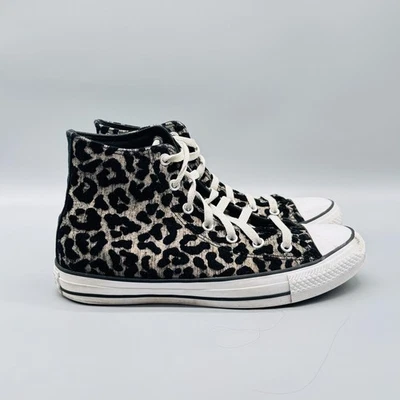 Zapatos Converse Mujer 7.5 Negro All Star Chuck Taylor Estampado Leopardo Parte Superior Alta Foto 1 de 4