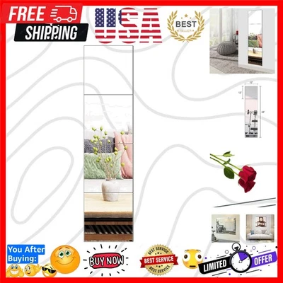 Full Length Wall Mirror Tiles, 12" x 12" x 4Pcs Frameless Wall Mounted Mirror... - Image 1 of 4