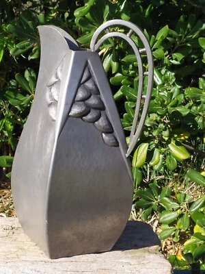 Très Grand Vase  Art Déco en Étain,  Signé  Fine D'or Pichet Broc  Ancien H37,5  - Photo 1/4