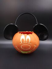 Mickey Mouse Pumpkin Halloween Glow in the Dark Trick or Treat Bucket Pail Vtg