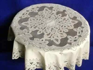 Tovaglia Heritage Pizzo Artistry 36" rotonda ecrù sala da pranzo - Foto 1 di 5