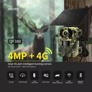 4 MP PIR Alarma Inalámbrica Vida Silvestre Caza Panel Solar 4G SIM Cámara Batería - Imagen 1 de 12