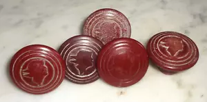 Mercury Head Winged God Man Maroon 1 1/2 inch Knob Cap Pulls, Set of 5 - Picture 1 of 5