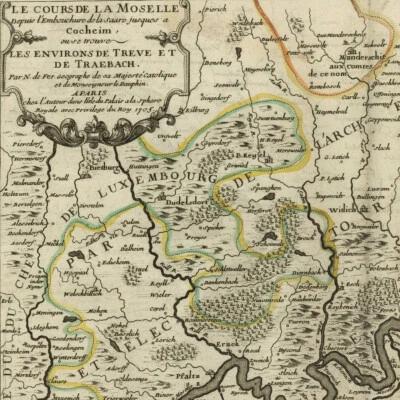 Cours de la Moselle Trèves Cochem Carte Gravure Nicolas de Fer 1705 - Photo 1/3