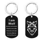 Men Wolf Pendant Necklace I am Wolf Gift Dog Tag Jewelry Gift Keychain to Son