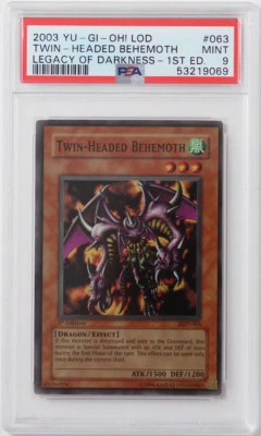 2002 YUGIOH 1st Ed. Legacy of Darkness #063 Twin Headed Behemoth PSA 9 Card MINT - Image 1 of 2