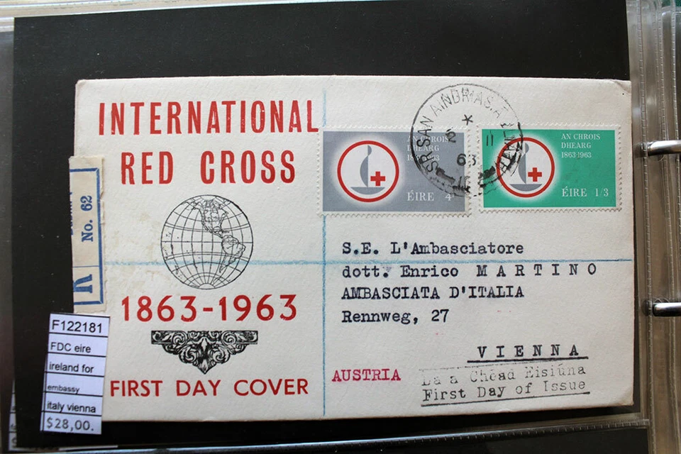 FDC EIRE IRELAND FOR EMBASSY ITALY WIEN (F122181) - Image 1 of 1