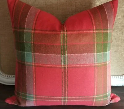 Ralph Lauren Yealand Plaid Currant Tartan Pillow Cover! Red Tartan Menswear - Image 1 of 4