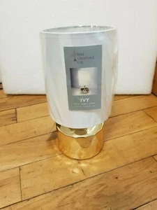27cm IVY Geo Champagne Table Lamp Bedside Lights/Gold/White - Picture 1 of 7