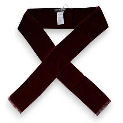 DOLCE & GABBANA Scarf Bordeaux Cotton Silk Fringe Shawl Wrap 158cm x 10cm 340usd - Image 1 of 4