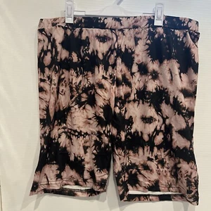 Womens Elvis Presley X Shein Bike Shorts Plus Size 2XL Brown Black Tie Dye New - Picture 1 of 4