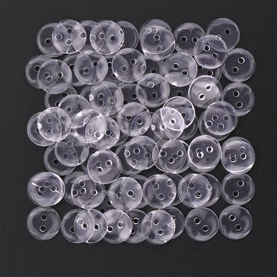 2/4 Holes Clear Plain Buttons for Crafts Scrapbooking Handbags Jacket 10/15/20mm - Image 1 of 4