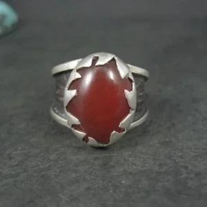Unusual Sterling Carnelian Ring Size 7 One of a Kind - Picture 1 of 7