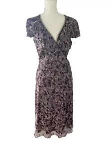 TAHARI Brown Floral Wrap Dress Size 12 NEW New with tags - Picture 1 of 3