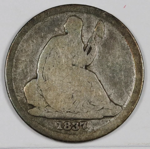 1837 Seated Liberty Dime.  Large Date.  Good.  187127 Cover