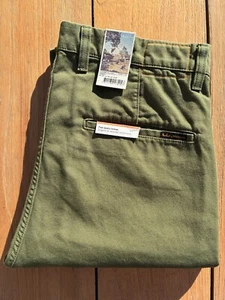mens NUDIE JEANS loose alvar green canvas pants chinos W33 L30 straight regular - Picture 1 of 10