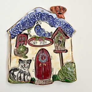 Blue Sky Clayworks "Our Place" Heather Goldminc Art Home Decor Wall Hanging Cat - Picture 1 of 12